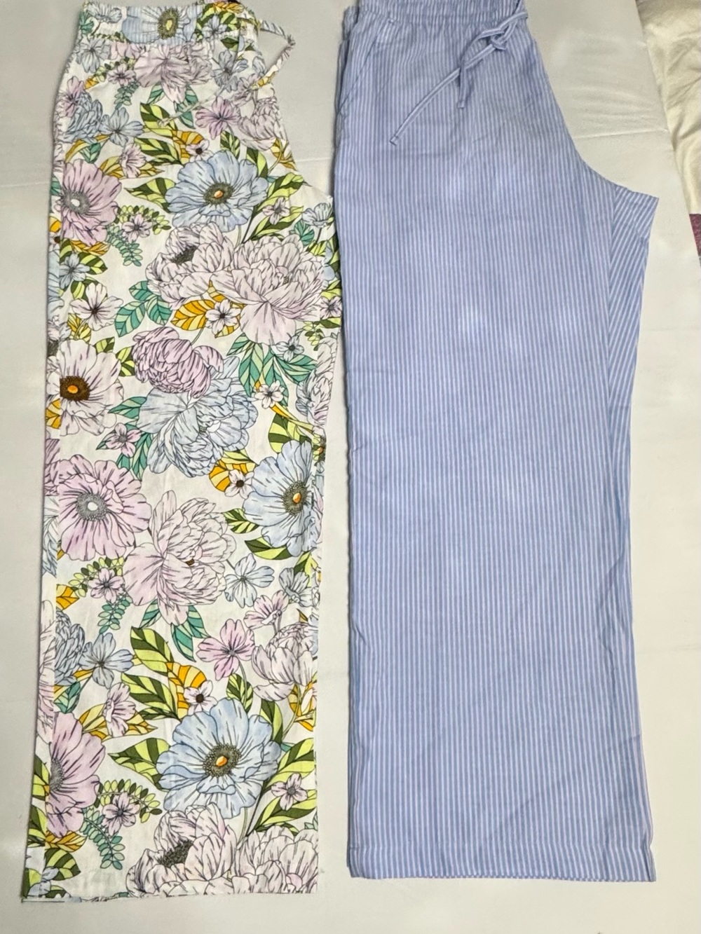 GAP Floral Cream & Light Blue Striped Pajama Pants - 2-Pack